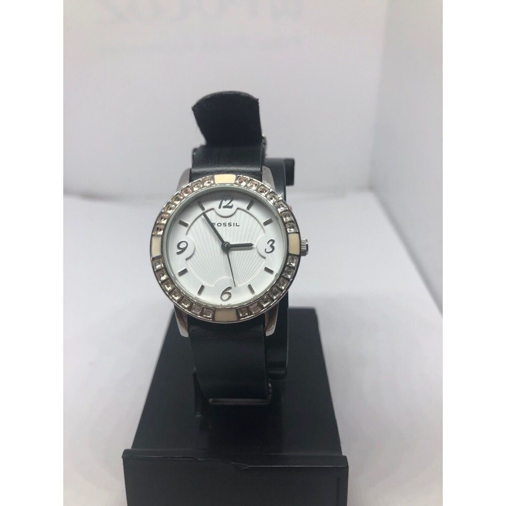 Fossil FS1530 Mens Leather Analog White Dial Quartz Watch With Custom Band RK224